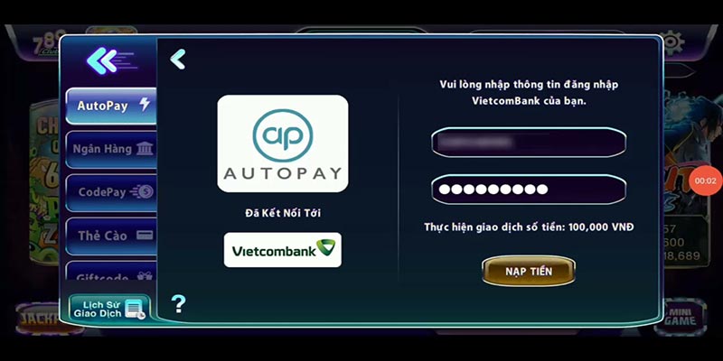 Nạp tiền 789club với nhiều hình thức khác nhau