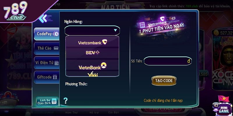 Lưu ý khi nạp tiền 789club
